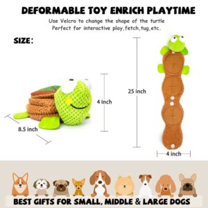 lilfrd Dog Puzzle Toys - Enrichment Treat Dispensing Squeaky Crinkle Snuffle Smart Dog Toy, Dog Toys for Boredom and Stimulating, Durable Plush Toys for Large Medium Small Dog Puppy - Turtle