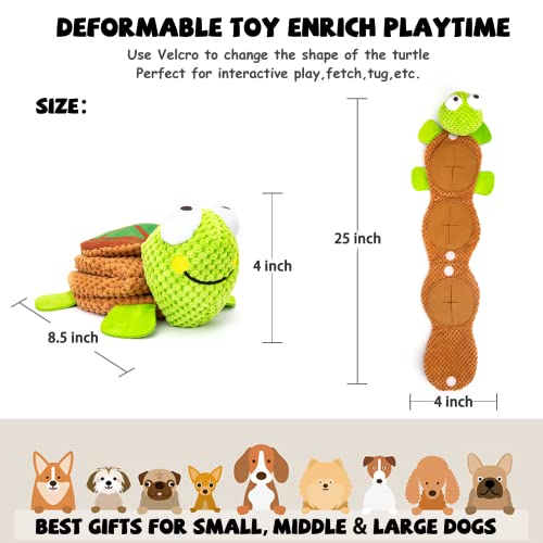 lilfrd Dog Puzzle Toys - Enrichment Treat Dispensing Squeaky Crinkle Snuffle Smart Dog Toy, Dog Toys for Boredom and Stimulating, Durable Plush Toys for Large Medium Small Dog Puppy - Turtle