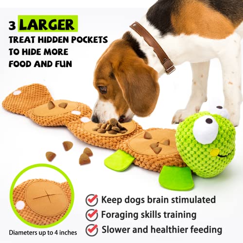 lilfrd Dog Puzzle Toys - Enrichment Treat Dispensing Squeaky Crinkle Snuffle Smart Dog Toy, Dog Toys for Boredom and Stimulating, Durable Plush Toys for Large Medium Small Dog Puppy - Turtle