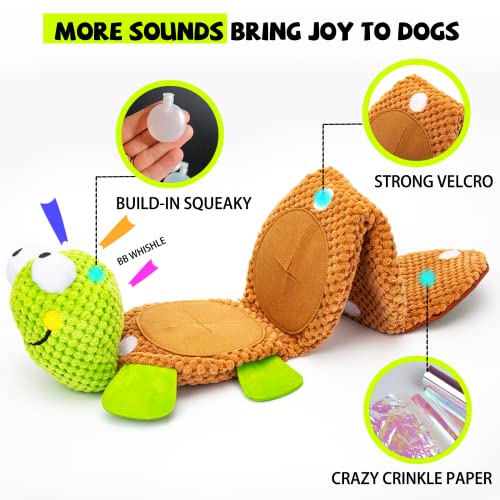 lilfrd Dog Puzzle Toys - Enrichment Treat Dispensing Squeaky Crinkle Snuffle Smart Dog Toy, Dog Toys for Boredom and Stimulating, Durable Plush Toys for Large Medium Small Dog Puppy - Turtle