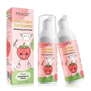 foam toothpaste kids, children kid teeth cleaning mousse, toddler fruit flavor tooth foam, strawberry flavor oral care tool kids foam toothpaste- 2pcs