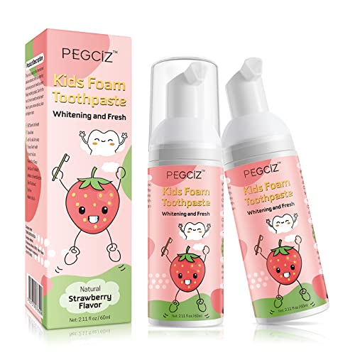 Foam Toothpaste Kids, Children Kid Teeth Cleaning Mousse, Toddler Fruit Flavor Tooth Foam, Strawberry Flavor Oral Care Tool Kids Foam Toothpaste- 2PCS