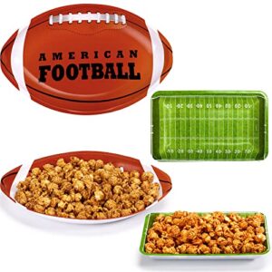 cunhill football party trays american football serving trays reusable food plates football snack tray dessert platter for football party supplies kids birthday party decoration (24 pieces)