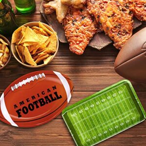 Cunhill Football Party Trays American Football Serving Trays Reusable Food Plates Football Snack Tray Dessert Platter for Football Party Supplies Kids Birthday Party Decoration (24 Pieces)