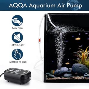 AQQA Aquarium Air Pump Ultra Quiet Fish Tank Air Pump with Air Tube Air Bubbler Stone Check Valve Accessories for Up to 110 Gallon Tank