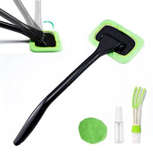 ashone car windshield cleaner brush kit auto windshield glass cleaning tool with detachable handle washable reusable cloth pad