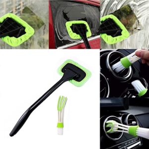 ASHONE Car Windshield Cleaner Brush kit Auto Windshield Glass Cleaning Tool with Detachable Handle Washable Reusable Cloth Pad