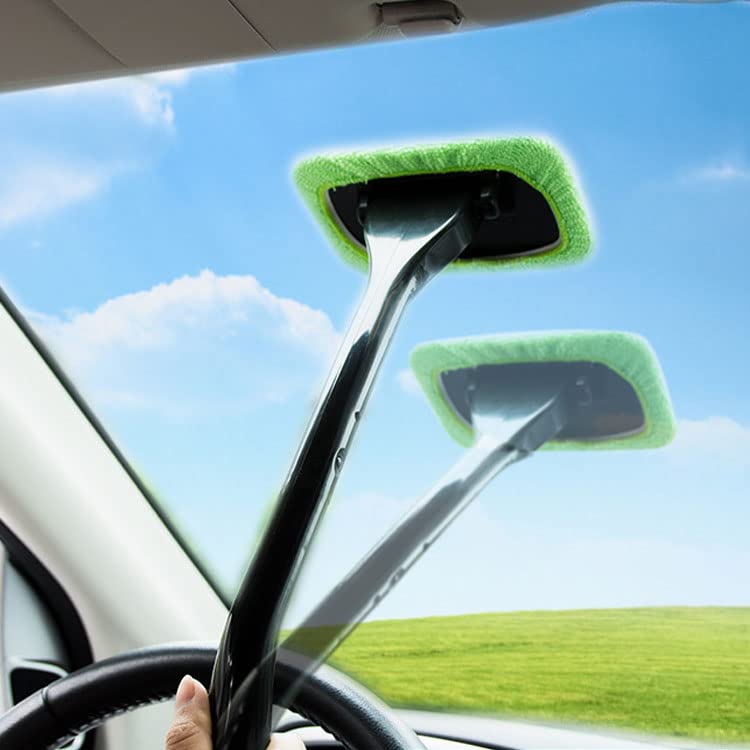 ASHONE Car Windshield Cleaner Brush kit Auto Windshield Glass Cleaning Tool with Detachable Handle Washable Reusable Cloth Pad