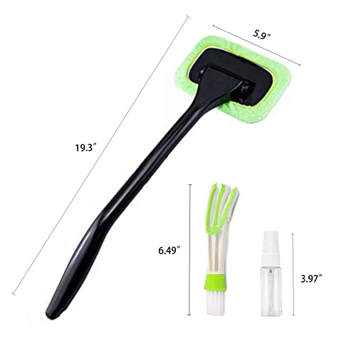 ASHONE Car Windshield Cleaner Brush kit Auto Windshield Glass Cleaning Tool with Detachable Handle Washable Reusable Cloth Pad