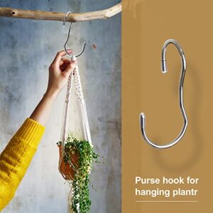 PUPINGPIG Purse Hangers for Closet 10 Pack Bag Hooks, Twist Design S Metal Hanger Hooks for Bag, Large Size Closet Rod Hooks for Hanging Handbags, Purses, Belts, Scarves, Hats, Clothes (Silver)