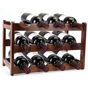 obloved 3 tier stackable wine rack, wine bottle holder, bamboo bottle organizer, countertop wine storage holder, wine storage (12 bottles)