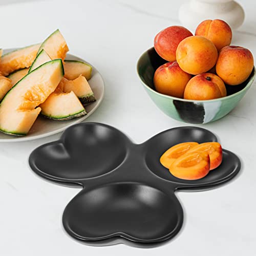 UPKOCH Jewelry Display Box Ceramic Heart Shaped Salad Plate Food Candy Dessert Platter Porcelain 3- Section Tray for Dried Fruits Nuts Candies Black Heart Shaped Cupcake Pan