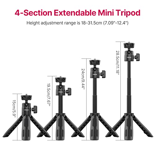 ULANZI M12 Extendable Selfie Stick for Gopro, Portable Vlog Cell Phone Tripod Stand with Phone Mount and Gopro Adapter, Mini Hand Grip Compatible with Gopro Hero 10/9/8/7/6/5 and Smartphone