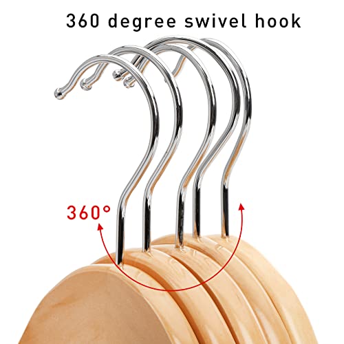 Tosnail 8 Pack Wooden Suit Coat Hangers with Locking Bar, Wood Hanger Pants Clothes Hanger - Flat Construction for Saving Space