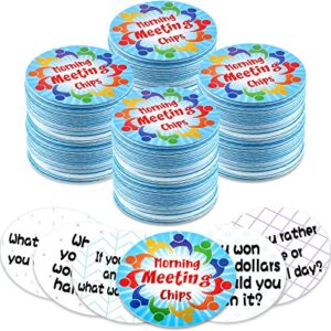 50 styles 100 pcs morning meeting chips for kids, student response cards social skill cards conversation starters classroom question idea cards for elementary learn communication listening vocabulary
