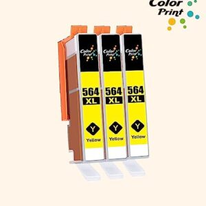 Colorprint Compatible Ink Cartridge Replacement for HP 564 XL 564XL Yellow for DeskJet 3520 3522 Officejet 4620 4622 Photosmart 7510 7520 7525 6520 5520 6510 5510 7515 B8550 C6380 Printer (3-Pack)