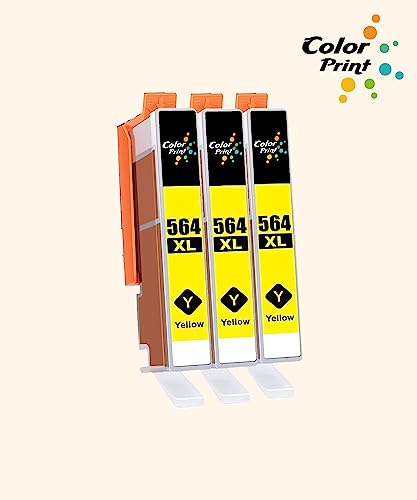 Colorprint Compatible Ink Cartridge Replacement for HP 564 XL 564XL Yellow for DeskJet 3520 3522 Officejet 4620 4622 Photosmart 7510 7520 7525 6520 5520 6510 5510 7515 B8550 C6380 Printer (3-Pack)