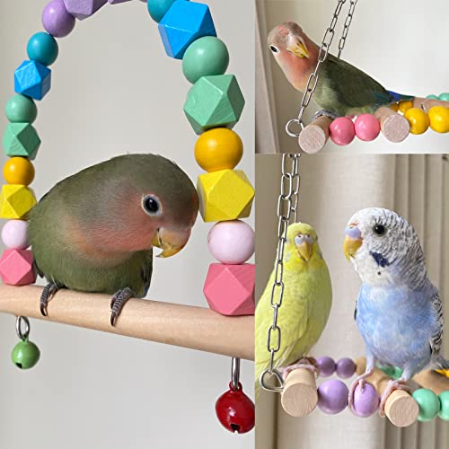 GUANLANT Bird Cage Shredding Foraging Parakeet Toys, Parrots Shredder Chewing Toys, Budgies Swing Ladder Birdcage Stand Perch Climbing Toy with Beak Grinding Stone Ball for Cockatiel Lovebirds Conures