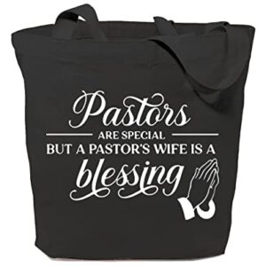 GXVUIS Canvas Tote Bag Reusablec Grocery Shoulder Bags for Shopping Work Gifts for Wife Christian Pastor Appreciation Gift Black