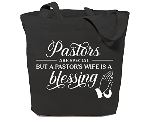 GXVUIS Canvas Tote Bag Reusablec Grocery Shoulder Bags for Shopping Work Gifts for Wife Christian Pastor Appreciation Gift Black