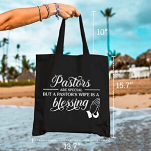 GXVUIS Canvas Tote Bag Reusablec Grocery Shoulder Bags for Shopping Work Gifts for Wife Christian Pastor Appreciation Gift Black