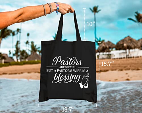 GXVUIS Canvas Tote Bag Reusablec Grocery Shoulder Bags for Shopping Work Gifts for Wife Christian Pastor Appreciation Gift Black