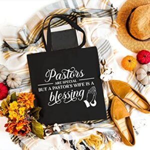 GXVUIS Canvas Tote Bag Reusablec Grocery Shoulder Bags for Shopping Work Gifts for Wife Christian Pastor Appreciation Gift Black