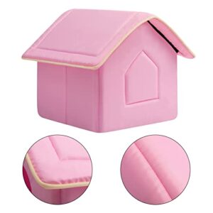 Hollypet Cozy Pet Bed House Warm Pet House Cave Sleeping Bed Puppy Nest for Cats and Small Dogs, Pink