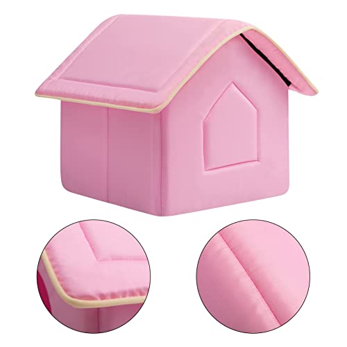 Hollypet Cozy Pet Bed House Warm Pet House Cave Sleeping Bed Puppy Nest for Cats and Small Dogs, Pink