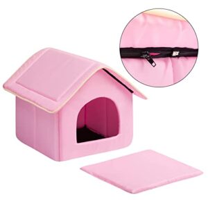 Hollypet Cozy Pet Bed House Warm Pet House Cave Sleeping Bed Puppy Nest for Cats and Small Dogs, Pink