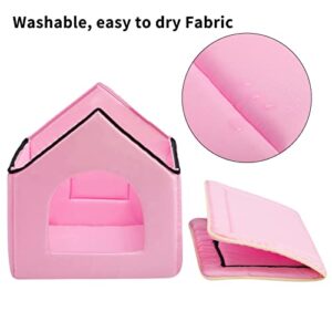 Hollypet Cozy Pet Bed House Warm Pet House Cave Sleeping Bed Puppy Nest for Cats and Small Dogs, Pink