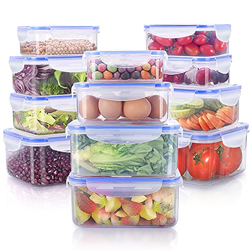 MADSOUKY Food Storage Containers Set Airtight Meal Prep Container Large Capacity Lunch Box with Lids BPA Free Leak Proof 24 Pieces