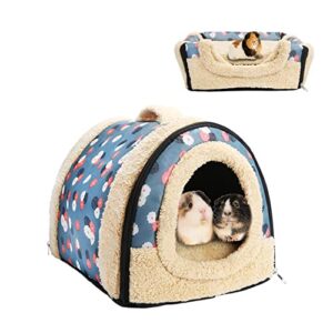 SOFYIALI Guinea Pig Hideout, Hamster Hideout, 2 in 1 Transformable Small Animal Bed Four Seasons General, Suit for Hamster Chinchilla Hedgehog Guinea Pig Rabbit Hideout Bed