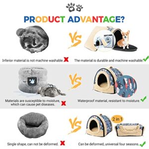 SOFYIALI Guinea Pig Hideout, Hamster Hideout, 2 in 1 Transformable Small Animal Bed Four Seasons General, Suit for Hamster Chinchilla Hedgehog Guinea Pig Rabbit Hideout Bed