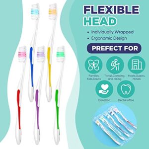 150 Pack Toothbrushes Bulk Travel Toothbrush Kit Disposable Medium Bristle Tooth Brushes Individually Wrapped Toothbrush Soft Toiletries for Travel Hotel Guests Homeless Use, Multi Colors