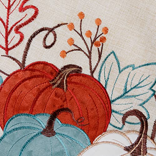 OWENIE Fall Table Runner, Thanksgiving Pumpkins Table Runner 70 Inches Long, Embroidered Harvest Farmhouse Fall Decor for Home, Halloween Table Decorations , 13 x 70 Inches