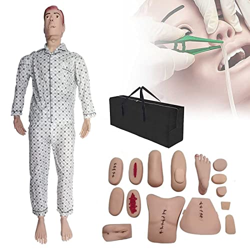 Basic Geriatric Nursing Skills Training Manikin, Geriatric Patient Care Skills Mannequin with Interchangeable Genitals and Trauma Modules for Nursing Medical Training Teaching Medical