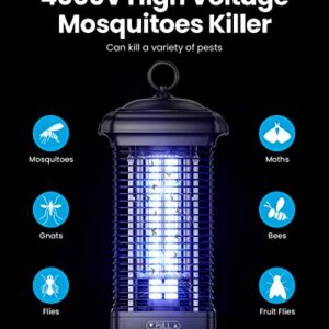 Gaiatop Bug Zapper Outdoor, 4000V 18W Mosquito with 5ft Power Cord, Waterproof Electric Insect/Fly Trap Killer for Home Backyard Garden Patio - Black