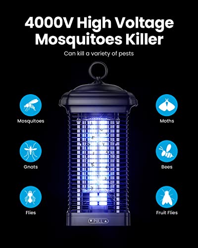 Gaiatop Bug Zapper Outdoor, 4000V 18W Mosquito with 5ft Power Cord, Waterproof Electric Insect/Fly Trap Killer for Home Backyard Garden Patio - Black