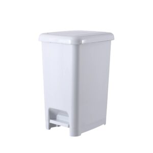 superio slim trash can with foot pedal – 6.5 gallon step-on trash can, plastic garbage can with lid, trash can for bathroom, bedroom, rv, kitchen, office, patio, or dorm – white smoke