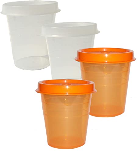 Tupperware Minis Midgets Storage Containers Set of 4 in Orange and Clear