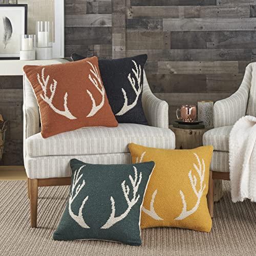 Mina Victory Life Styles Antler Black 18" x 18" Throw Pillow