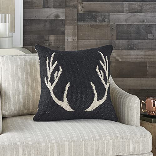 Mina Victory Life Styles Antler Black 18" x 18" Throw Pillow