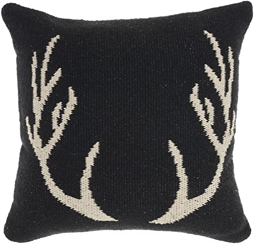 Mina Victory Life Styles Antler Black 18" x 18" Throw Pillow