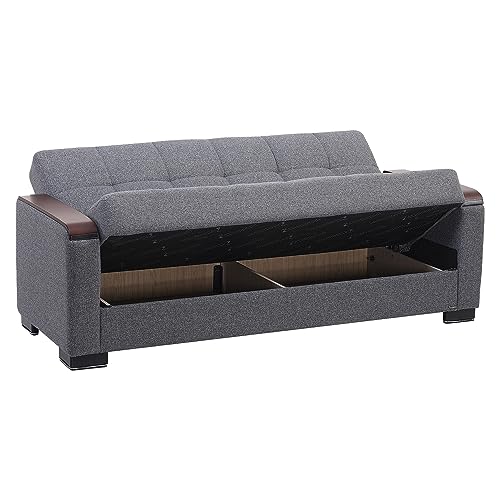 Ottomanson Furniture Legacy Collection Upholstered Convertible with Storage, Sofabed, Grey 2