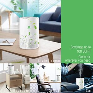 Pursonic USB Powered Air Purifier With Night Light For Home,Office, Car, 100SQ Coverage, Clean Air Wherever You Need, Cleans Second Hand Smoke, Haze, Odor, Pollen And More