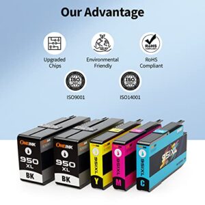 950XL 951XL Ink Cartridges Combo Pack Compatible for HP 950 951, Work for HP Officejet Pro 8600 8610 8620 Printers,High Yield, 5-Pack of HP Ink 950 951