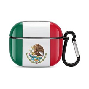 youtary compatible with airpods 3 case cover 2021 with keychain mexico flag pattern, apple airpod headphone cover unisex shockproof protective wireless charging