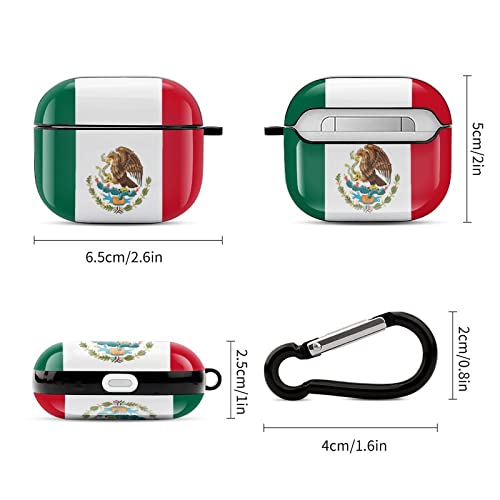 YouTary Compatible with Airpods 3 Case Cover 2021 with Keychain Mexico Flag Pattern, Apple AirPod Headphone Cover Unisex Shockproof Protective Wireless Charging