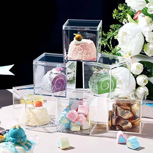 Clear Acrylic Plastic Square Cube Small Acrylic Box with Lid Storage Mini Acrylic Boxes Square Display Box Organizer Containers for Candy Pill, Tiny Jewelry, Gifts, 2.56 x 2.56 x 2.56 Inch (26 Pieces)